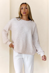 Detailed Back Knit Sweater Oatmeal