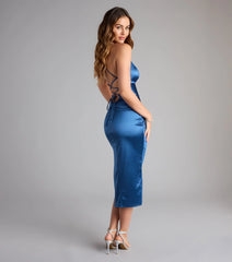 Ophelia Satin Lace-Up Midi Formal Dress