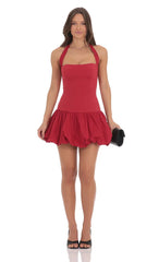 Halter Bubble Dress in Red