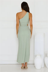 Style Capital One Shoulder Mesh Maxi Dress