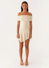 Finola Off Shoulder Mini Dress - Pastel Yellow