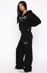 Through Thick And Thin Wide Leg Sweatpants Black