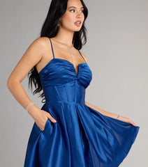 Joelle Satin Corset Skater Dress