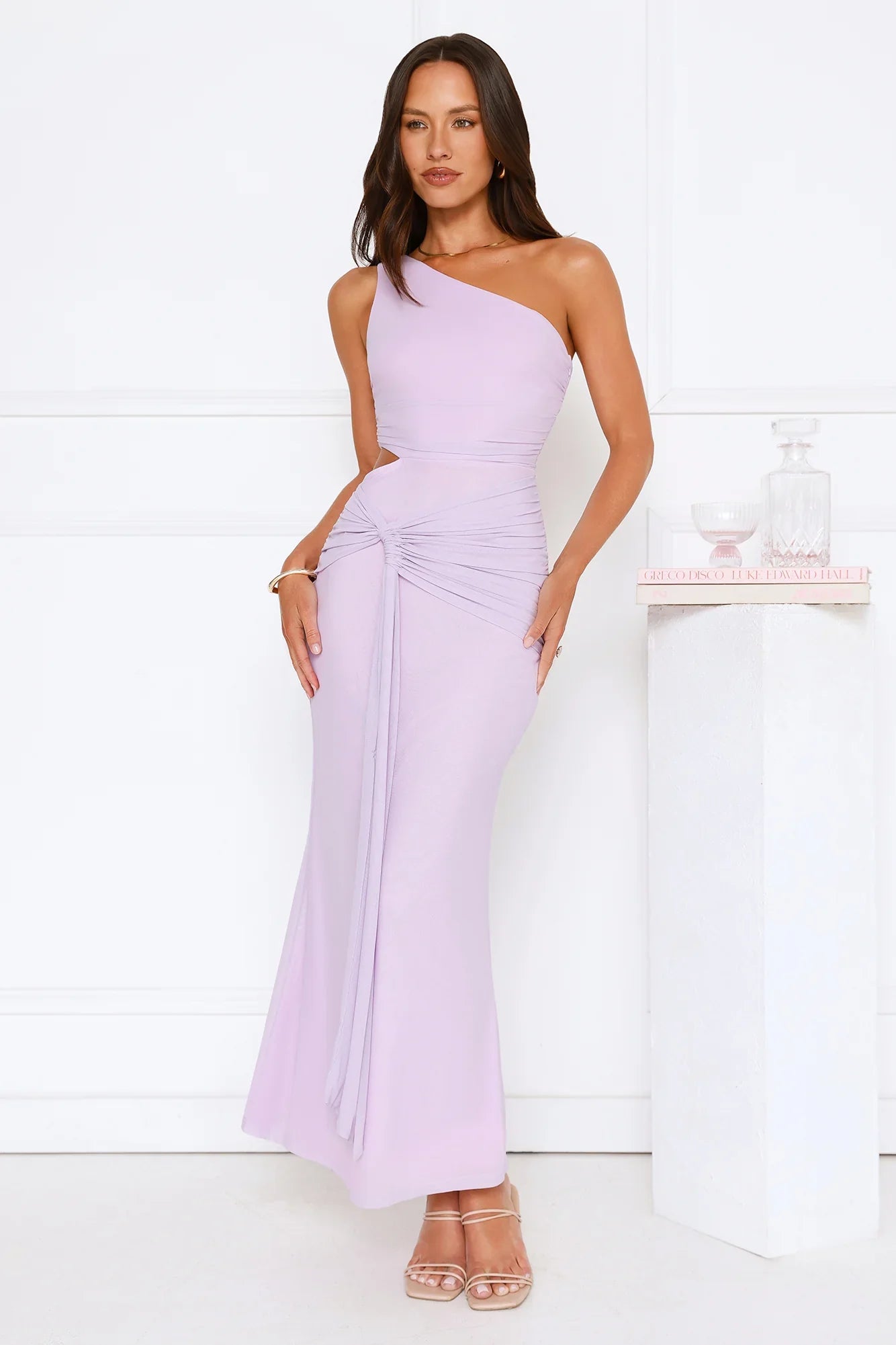 Style Capital One Shoulder Mesh Maxi Dress