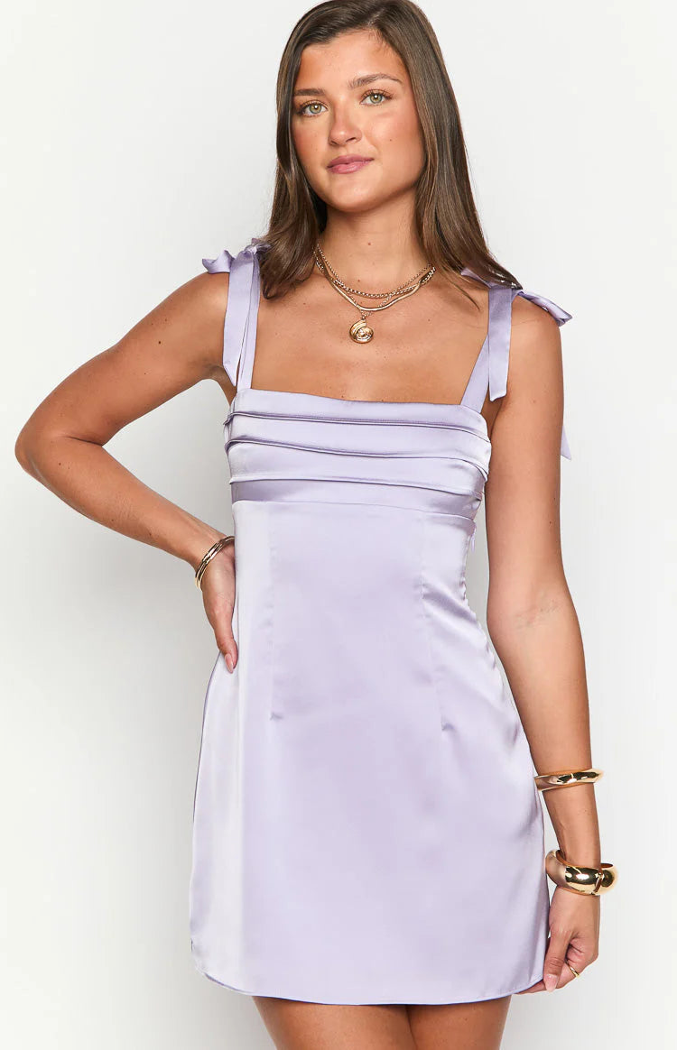 Akira Lilac Tie Mini Dress