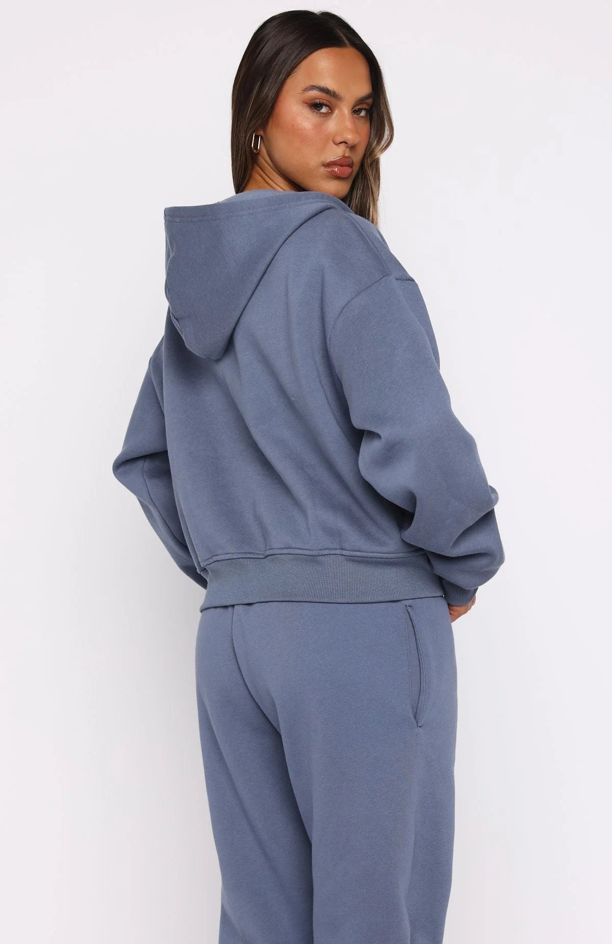 From The Archives Lexi Boxy Zip Front Hoodie Ocean