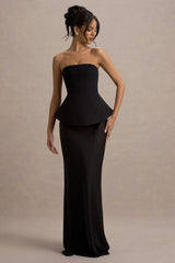 Ohio | Black Strapless Corset Maxi Dress