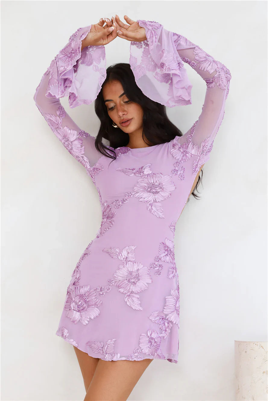 Bright Breezy Long Sleeve Mesh Mini Dress