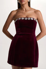 Naia | Port Velvet Embellished Bandeau Mini Dress