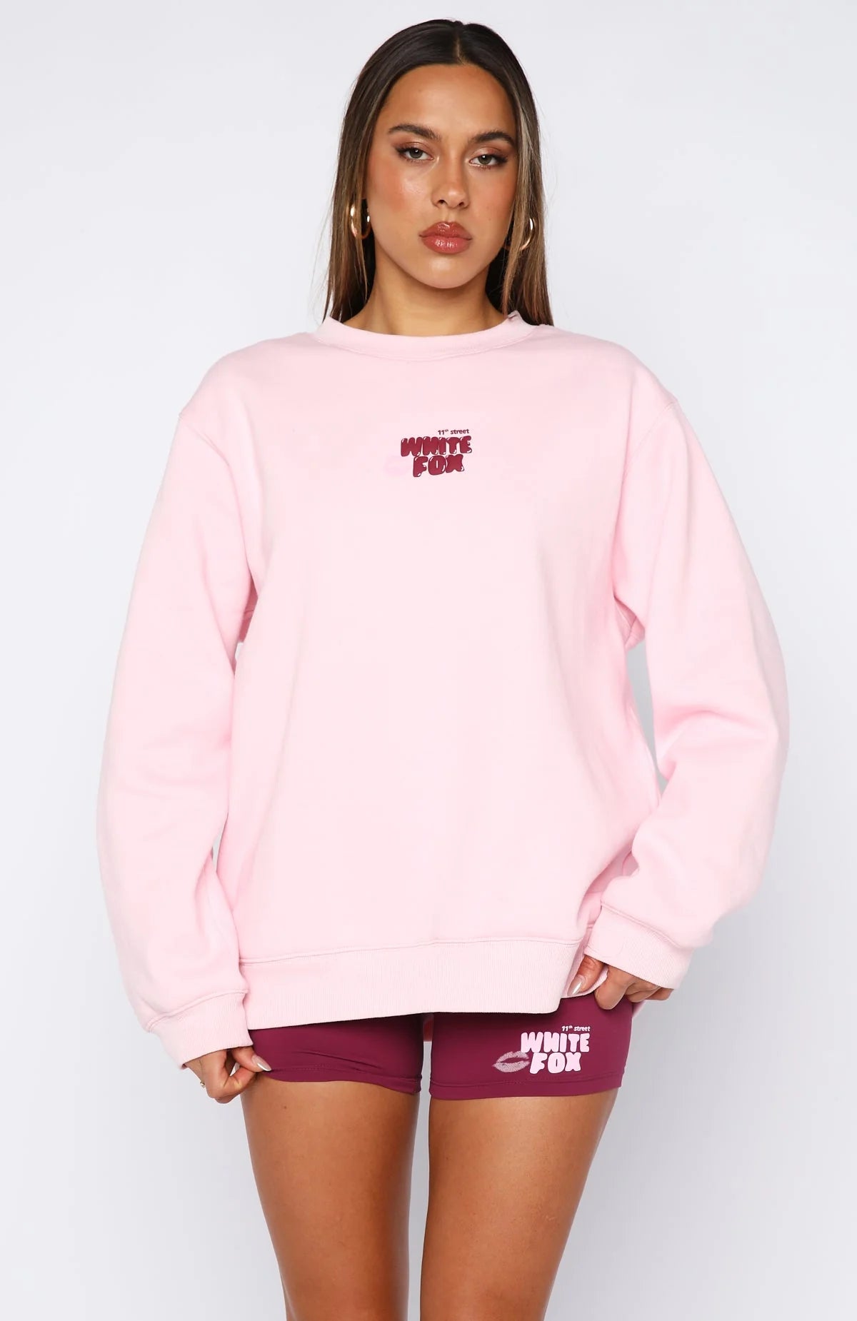 11th Street Sweet Kisses Oversized Sweater Pink Sugar