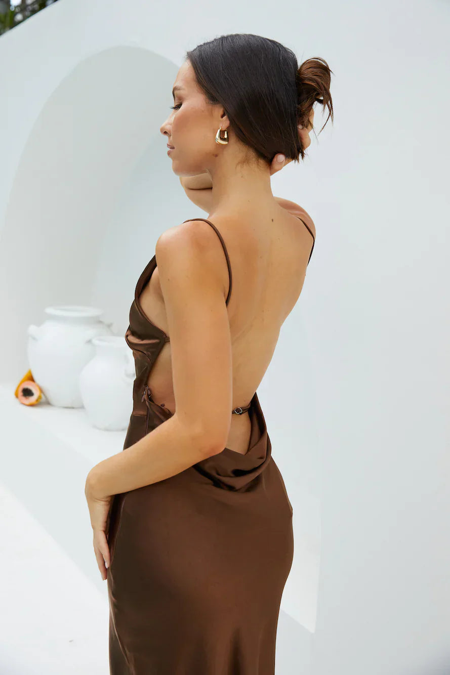 Amber Glow Maxi Dress Brown