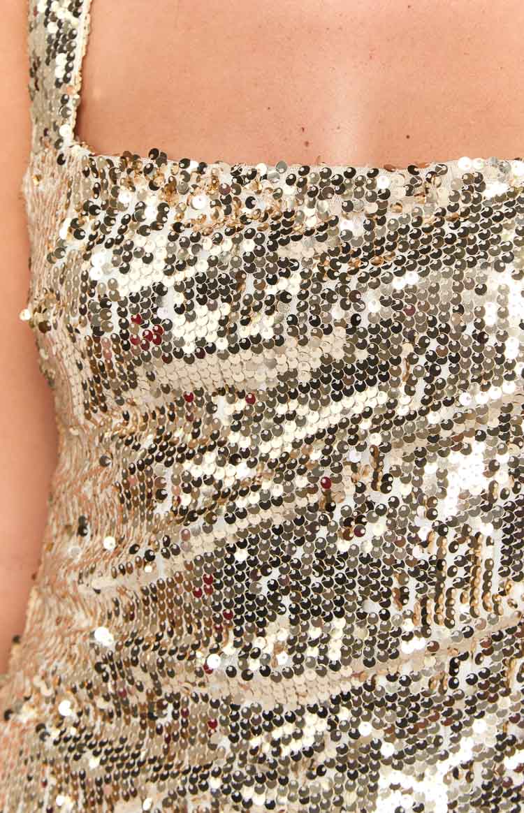 Mirror Gold Sequin Maxi Dress
