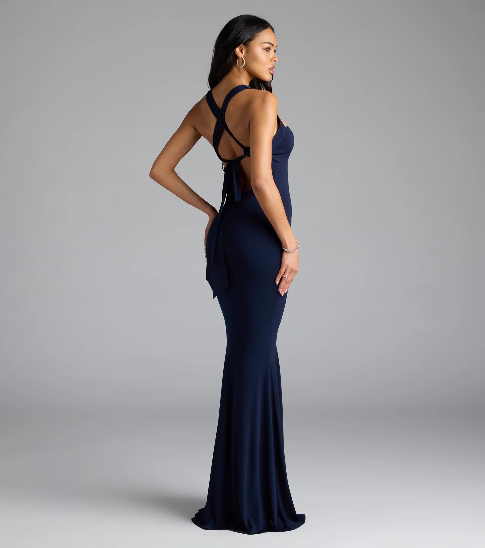Nicola Strappy Tie-Back Mermaid Dress