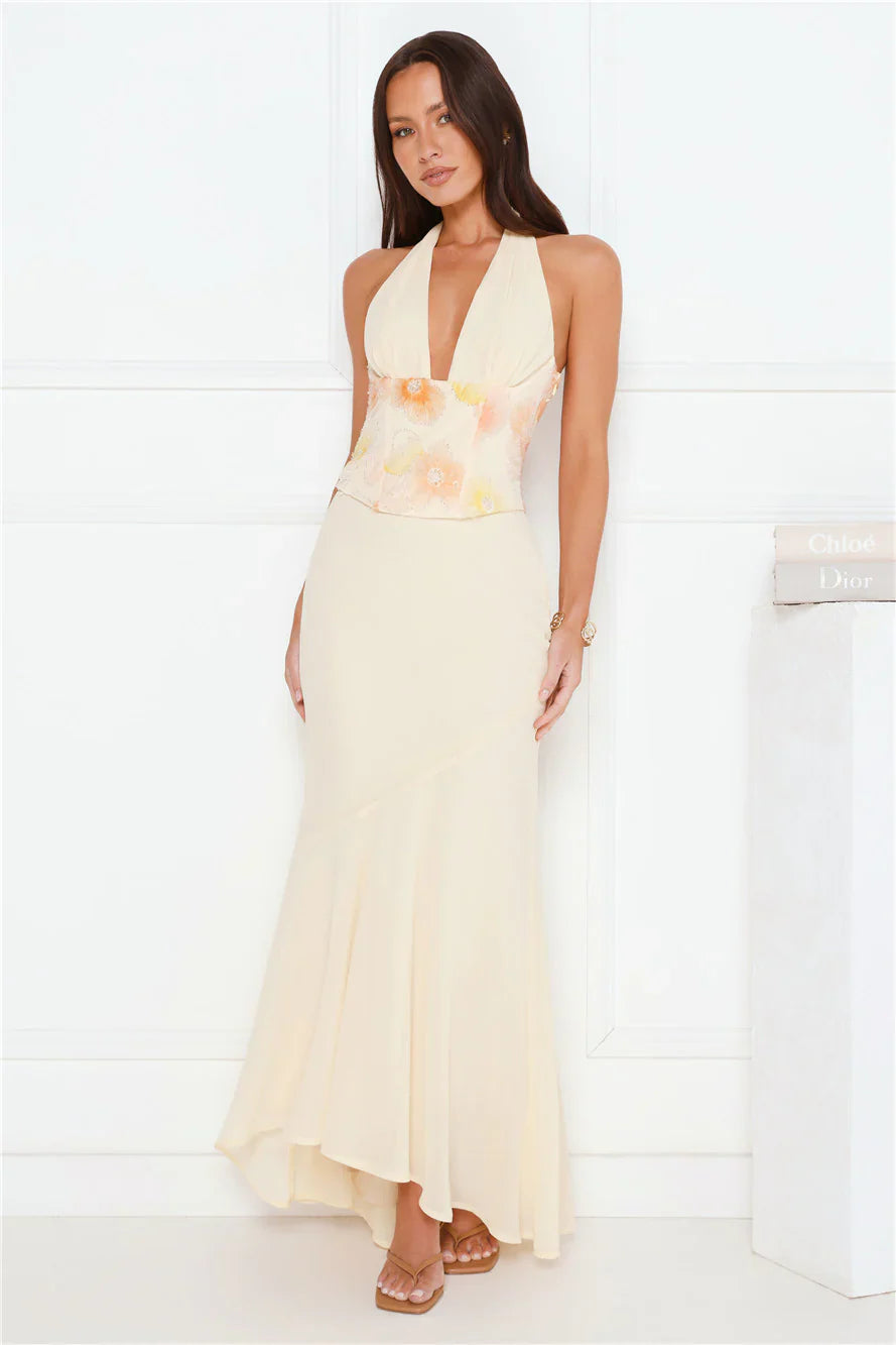 Silver Lining Love Halter Maxi Dress
